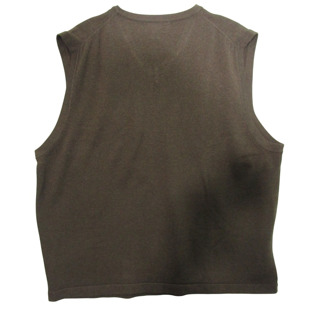 Pronto Uomo Sweater Vest Mens XXL Brown Good V-Neck Wool Blend Solid Classic - Picture 2 of 7